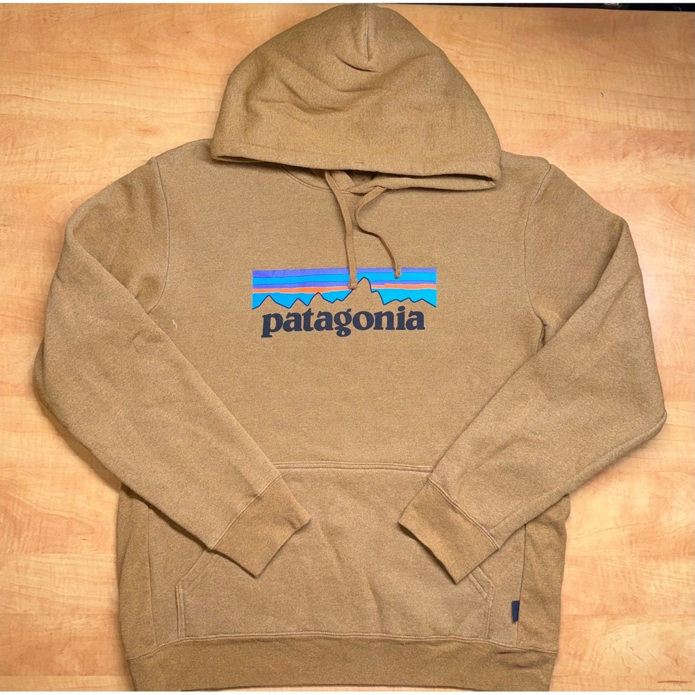 Patagonia Uprisal Hoody Mens Large Brown Fitz Roy Logo Recycled Fleece Pullover